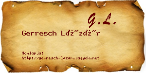 Gerresch Lázár névjegykártya